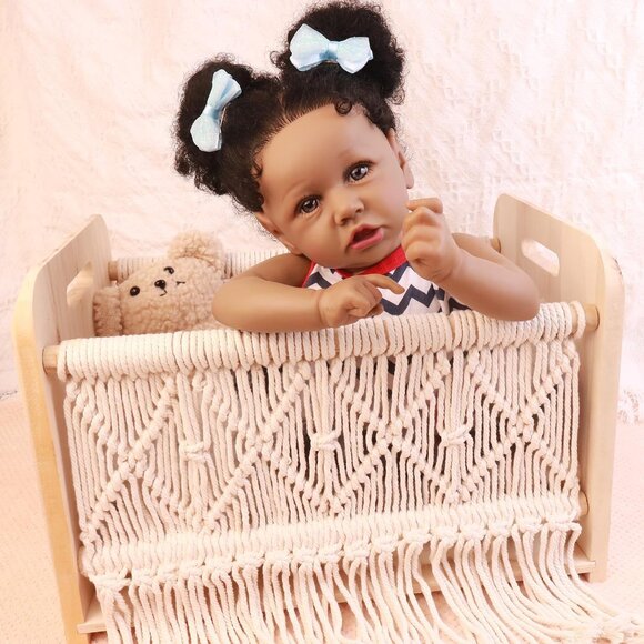🆕22.8 Inch Reborn Doll with Soft Cloth Body African American Luna Girl Doll - Picture 5 of 8